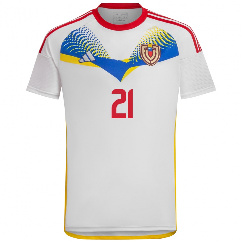 Niño Camiseta Venezuela Andry Vera #21 Blanco 2ª Equipación 24-26 La Camisa Chile