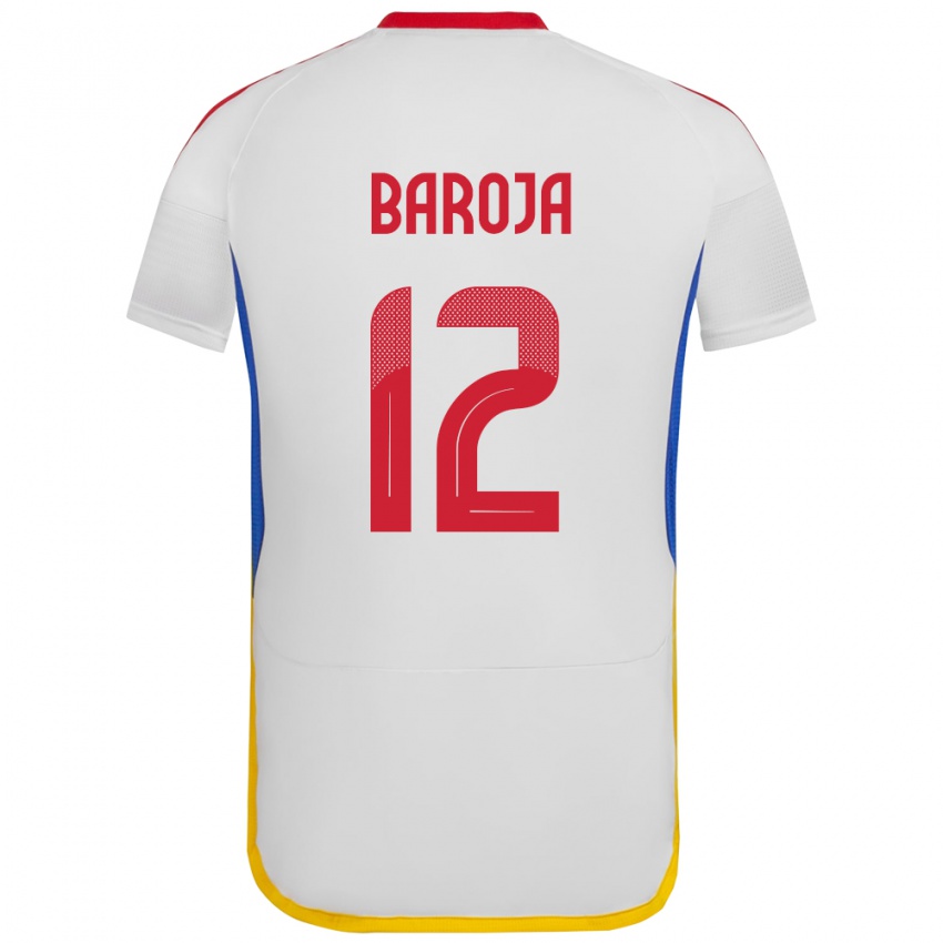 Niño Camiseta Venezuela Alain Baroja #12 Blanco 2ª Equipación 24-26 La Camisa Chile