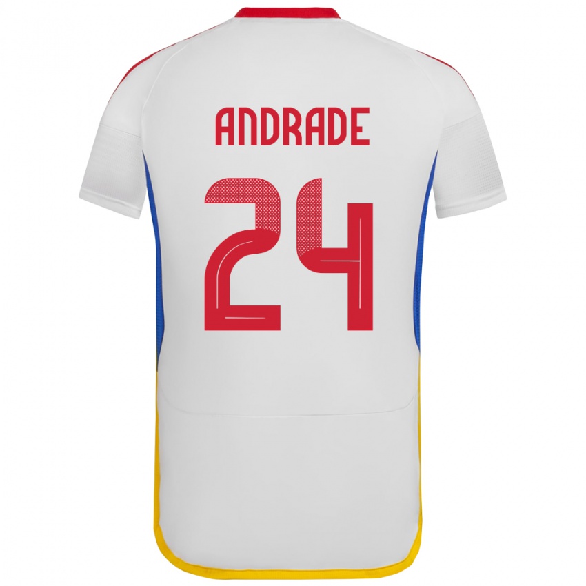 Niño Camiseta Venezuela Kervin Andrade #24 Blanco 2ª Equipación 24-26 La Camisa Chile