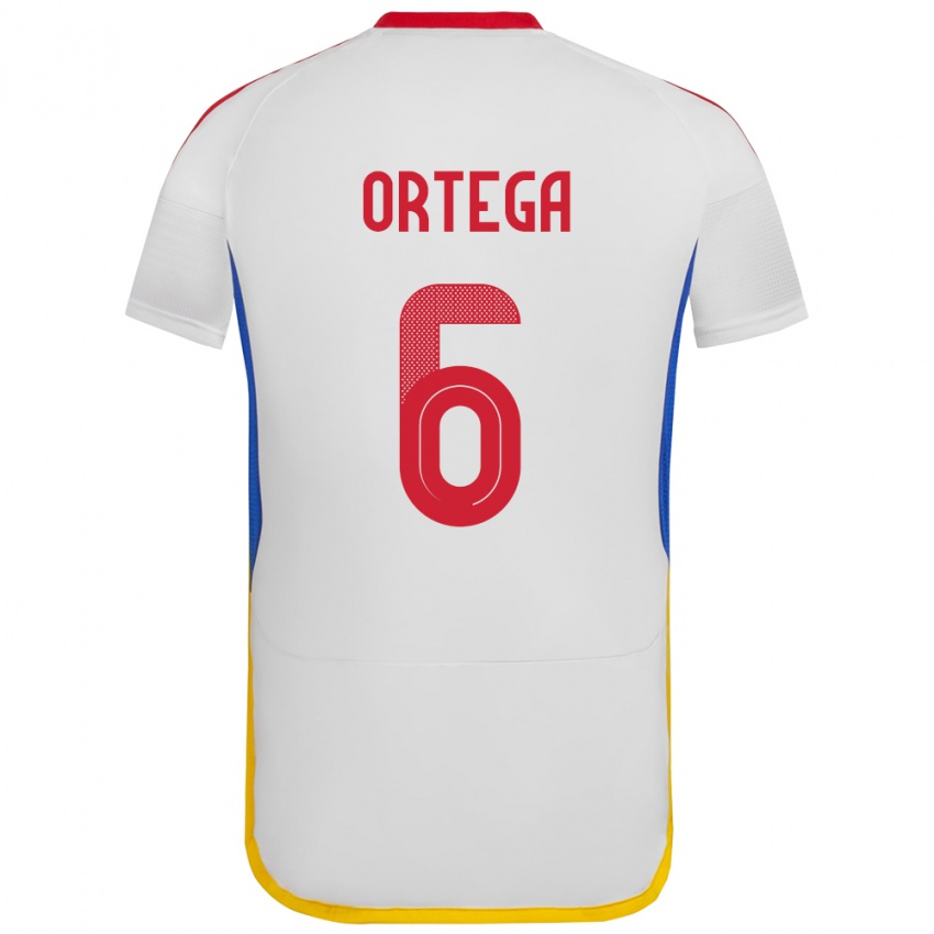 Niño Camiseta Venezuela Bryant Ortega #6 Blanco 2ª Equipación 24-26 La Camisa Chile