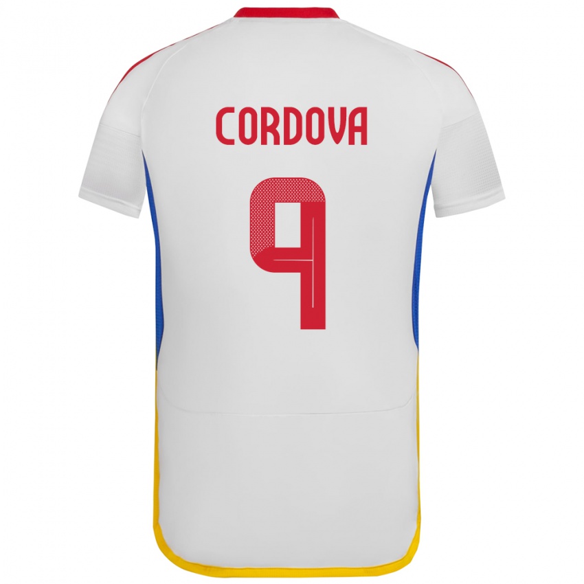 Niño Camiseta Venezuela Sergio Córdova #9 Blanco 2ª Equipación 24-26 La Camisa Chile