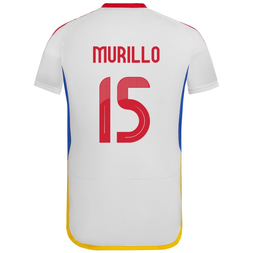 Niño Camiseta Venezuela Jhon Murillo #15 Blanco 2ª Equipación 24-26 La Camisa Chile