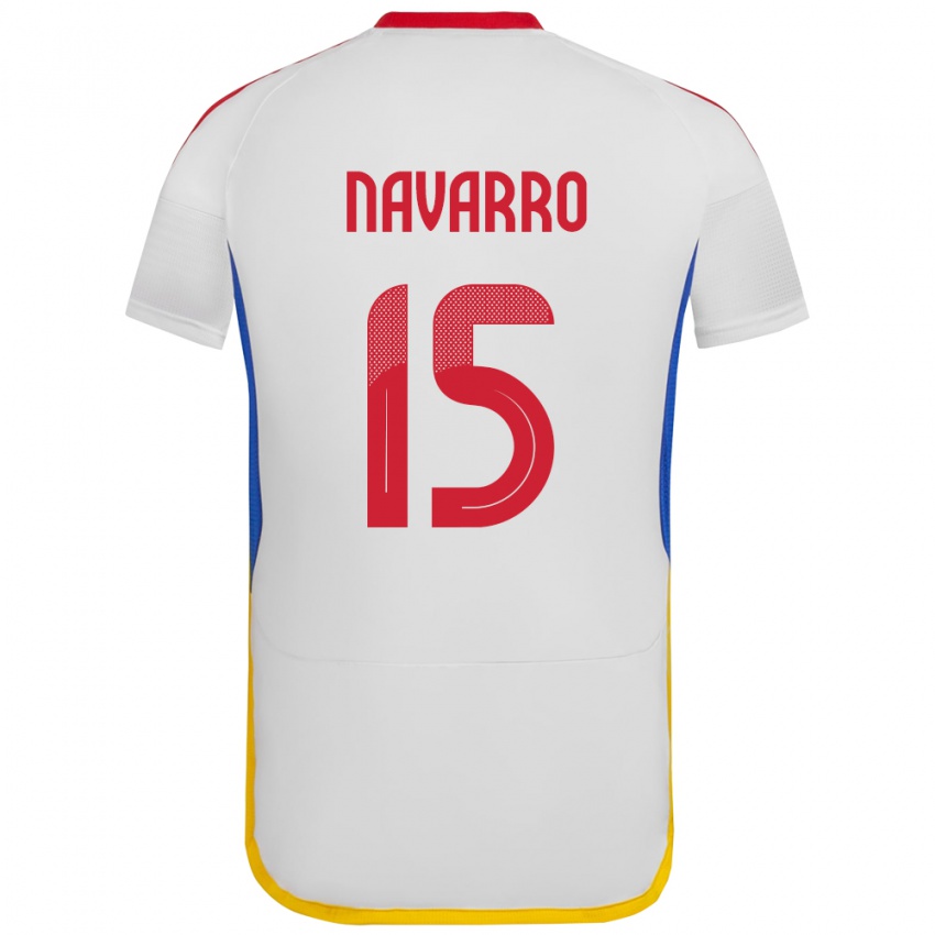 Niño Camiseta Venezuela Miguel Navarro #15 Blanco 2ª Equipación 24-26 La Camisa Chile