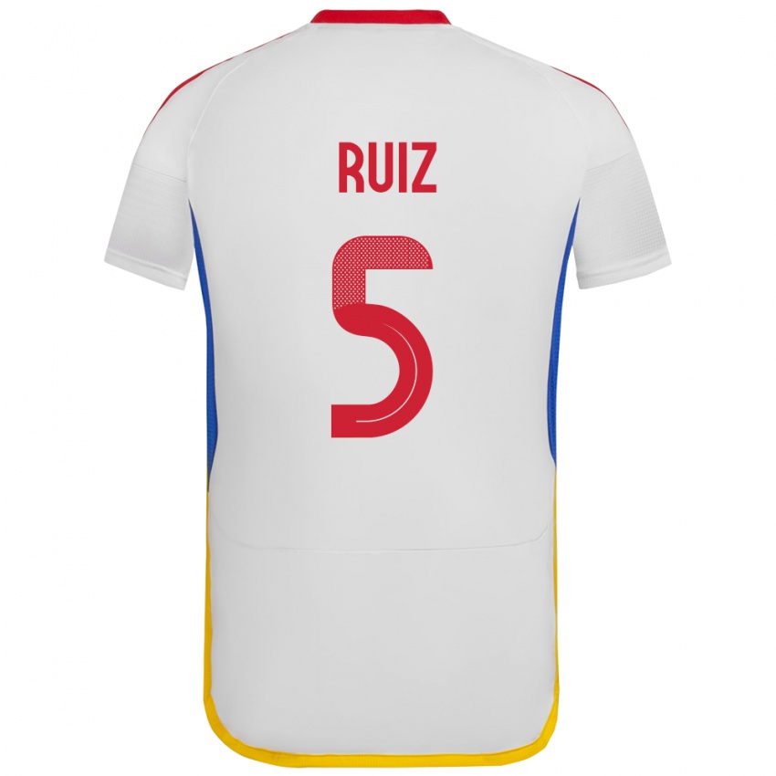 Niño Camiseta Venezuela Emerson Ruíz #5 Blanco 2ª Equipación 24-26 La Camisa Chile