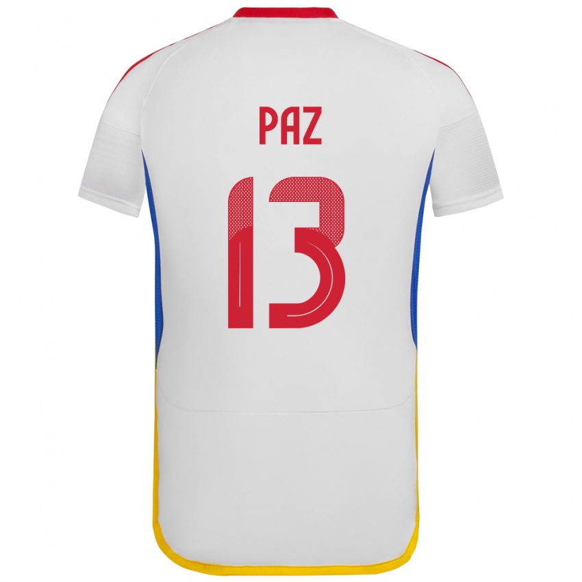 Niño Camiseta Venezuela Jesús Paz #13 Blanco 2ª Equipación 24-26 La Camisa Chile