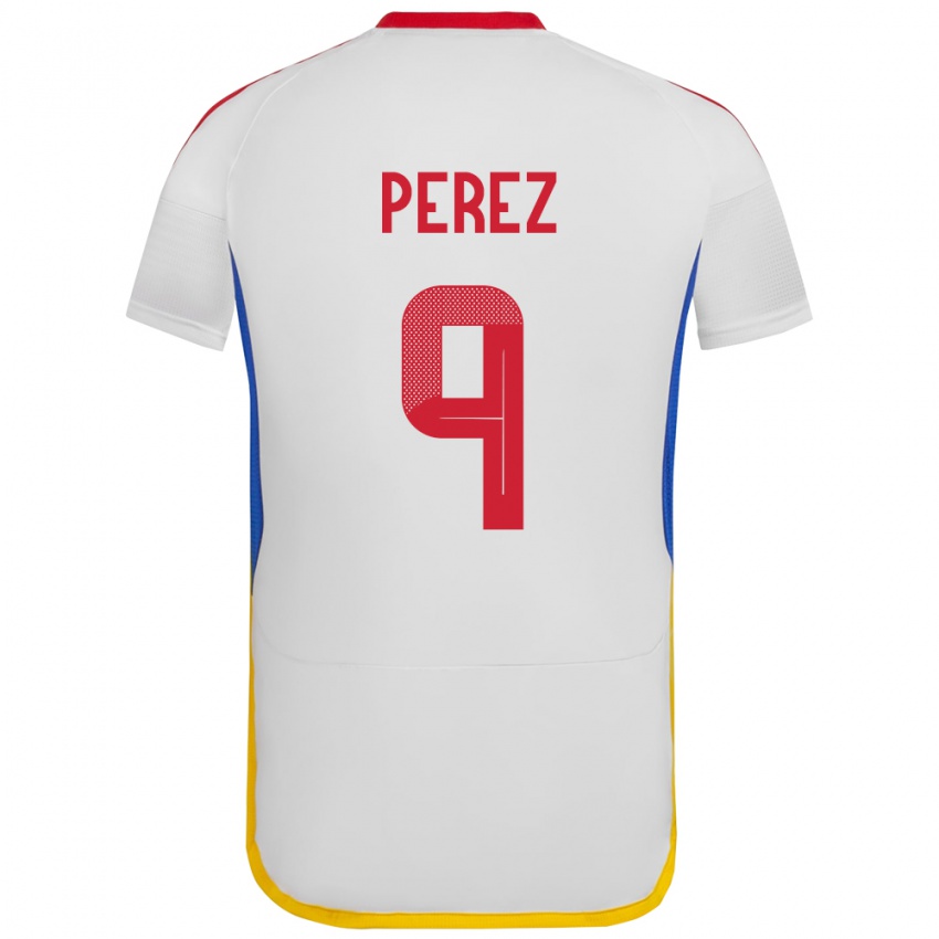 Niño Camiseta Venezuela Daniel Pérez #9 Blanco 2ª Equipación 24-26 La Camisa Chile