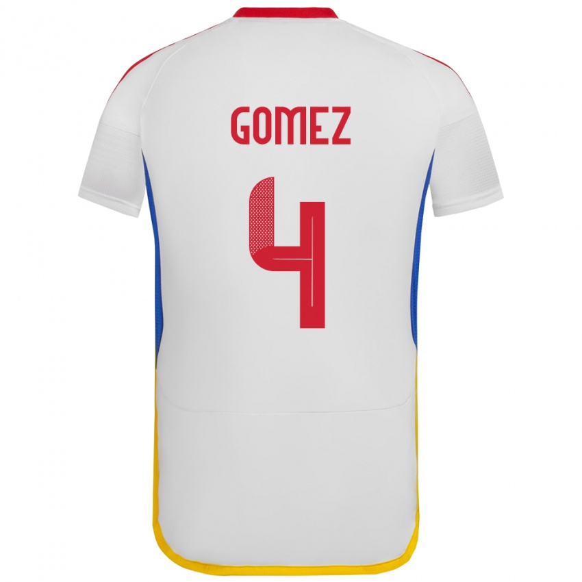 Niño Camiseta Venezuela Santiago Gómez #4 Blanco 2ª Equipación 24-26 La Camisa Chile