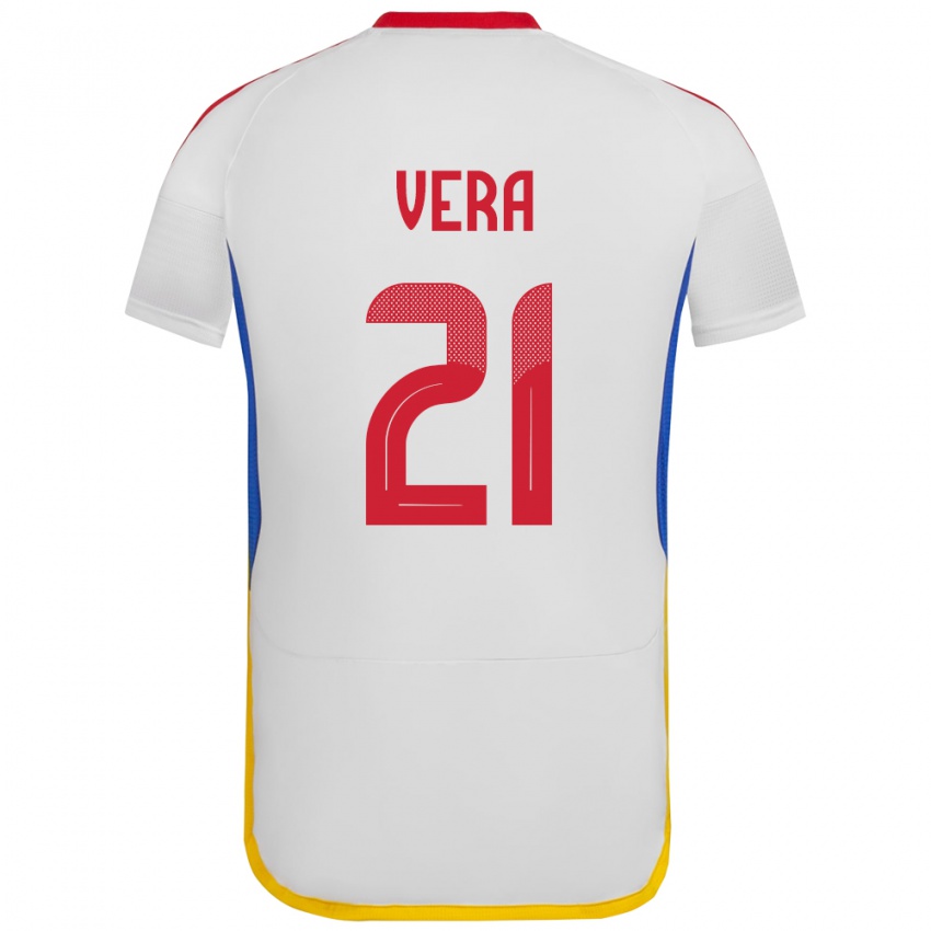 Niño Camiseta Venezuela Andry Vera #21 Blanco 2ª Equipación 24-26 La Camisa Chile