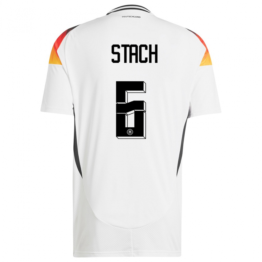 Hombre Camiseta Alemania Anton Stach #6 Blanco 1ª Equipación 24-26 La Camisa Chile