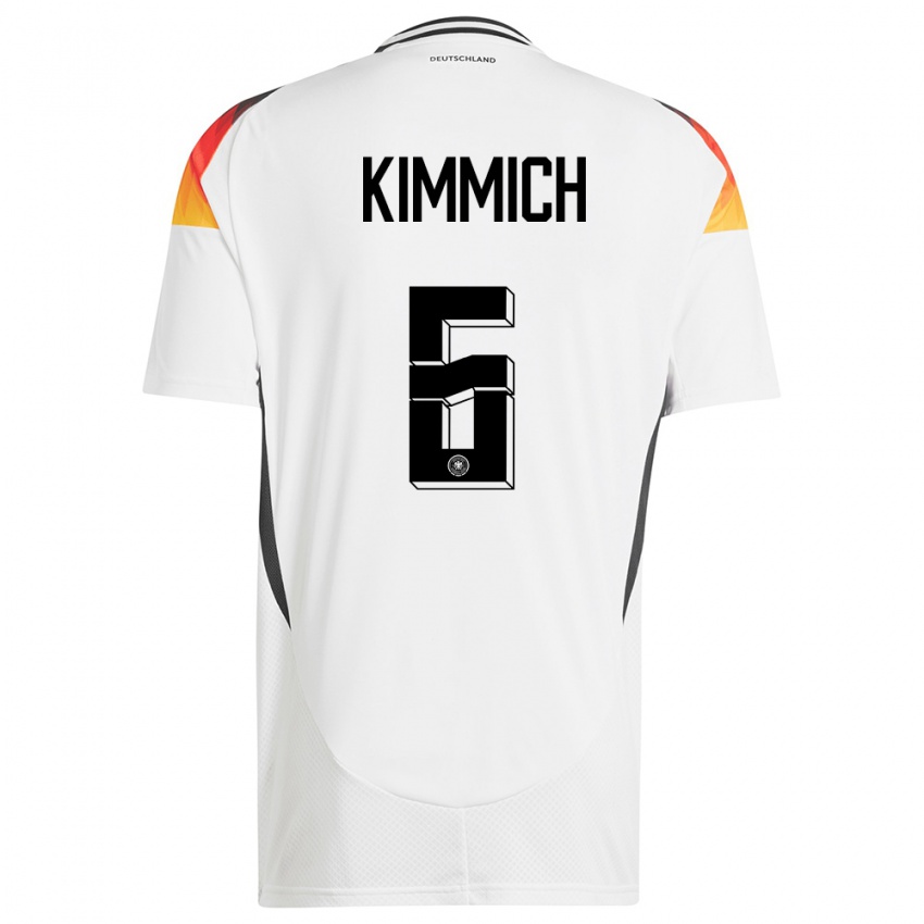 Hombre Camiseta Alemania Joshua Kimmich #6 Blanco 1ª Equipación 24-26 La Camisa Chile