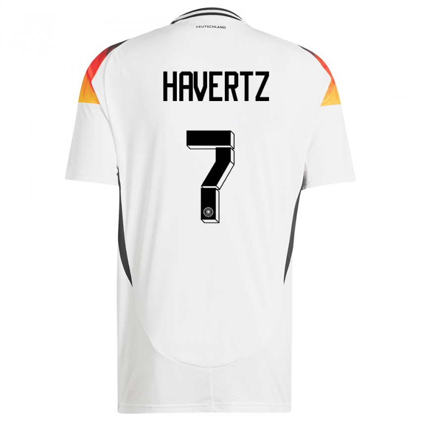 Hombre Camiseta Alemania Kai Havertz #7 Blanco 1ª Equipación 24-26 La Camisa Chile