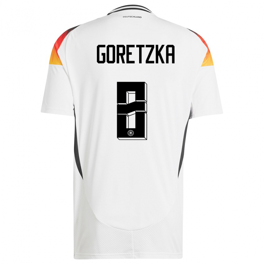 Hombre Camiseta Alemania Leon Goretzka #8 Blanco 1ª Equipación 24-26 La Camisa Chile