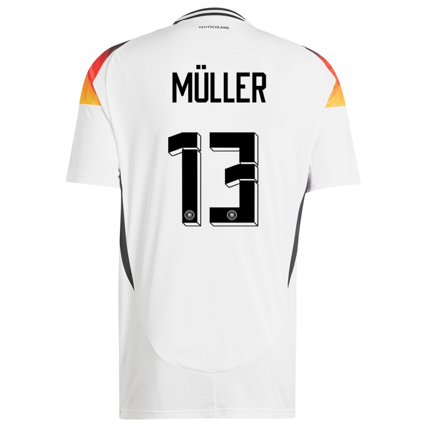 Hombre Camiseta Alemania Thomas Muller #13 Blanco 1ª Equipación 24-26 La Camisa Chile