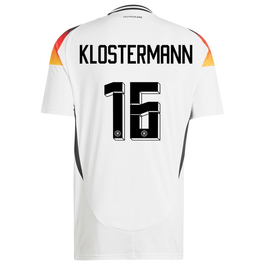 Hombre Camiseta Alemania Lukas Klostermann #16 Blanco 1ª Equipación 24-26 La Camisa Chile