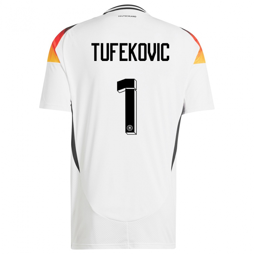 Hombre Camiseta Alemania Martina Tufekovic #1 Blanco 1ª Equipación 24-26 La Camisa Chile