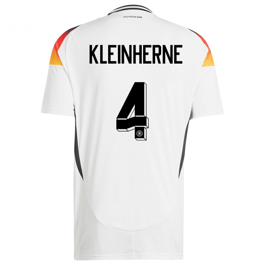 Hombre Camiseta Alemania Sophia Kleinherne #4 Blanco 1ª Equipación 24-26 La Camisa Chile