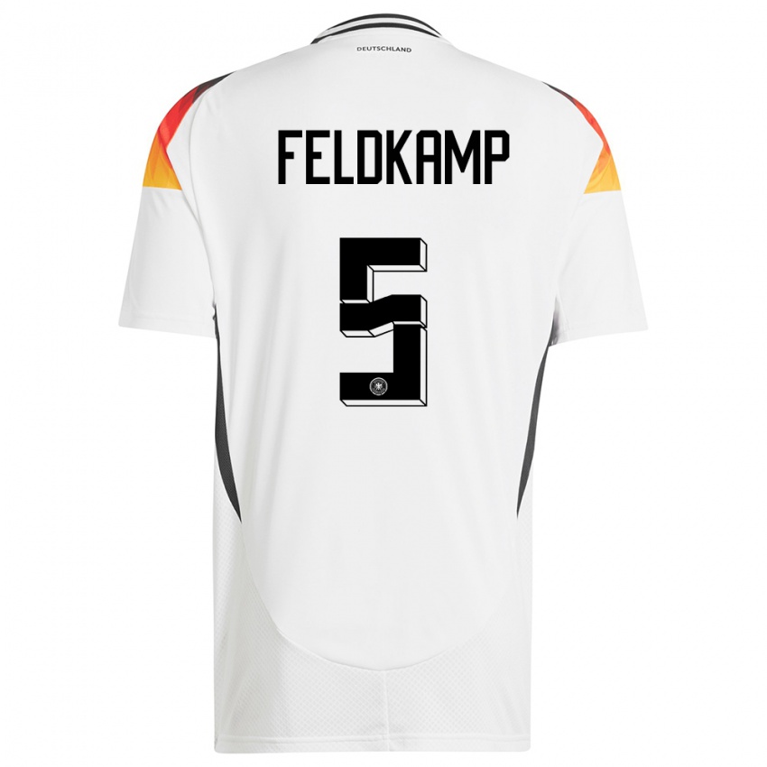 Hombre Camiseta Alemania Jana Feldkamp #5 Blanco 1ª Equipación 24-26 La Camisa Chile