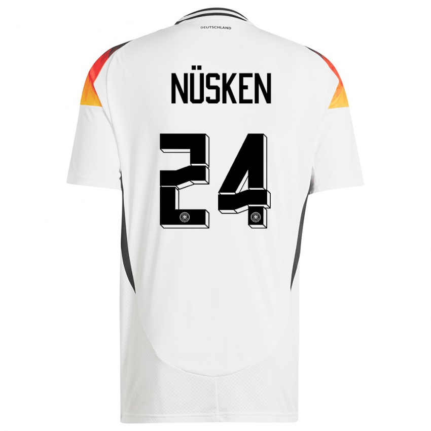 Hombre Camiseta Alemania Sjoeke Nusken #24 Blanco 1ª Equipación 24-26 La Camisa Chile