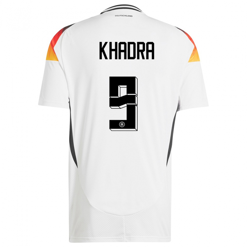 Hombre Camiseta Alemania Reda Khadra #9 Blanco 1ª Equipación 24-26 La Camisa Chile