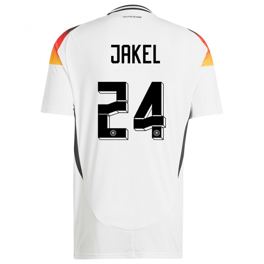 Hombre Camiseta Alemania Frederik Jakel #24 Blanco 1ª Equipación 24-26 La Camisa Chile