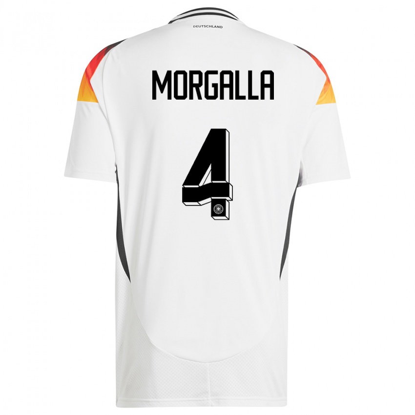 Hombre Camiseta Alemania Leandro Morgalla #4 Blanco 1ª Equipación 24-26 La Camisa Chile