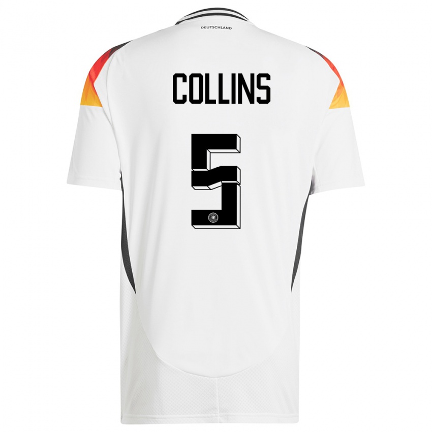 Hombre Camiseta Alemania Nnamdi Collins #5 Blanco 1ª Equipación 24-26 La Camisa Chile