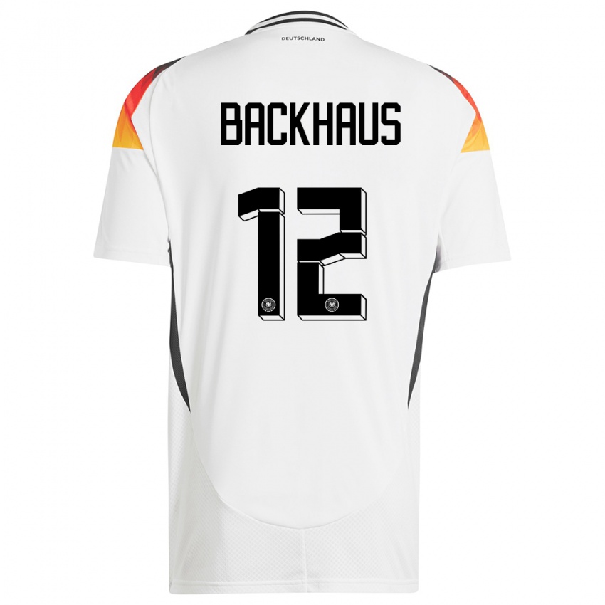 Hombre Camiseta Alemania Mio Backhaus #12 Blanco 1ª Equipación 24-26 La Camisa Chile