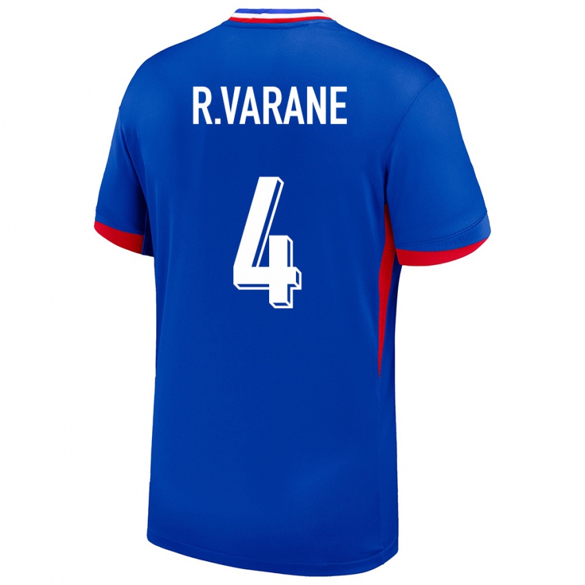 Hombre Camiseta Francia Raphael Varane #4 Azul 1ª Equipación 24-26 La Camisa Chile