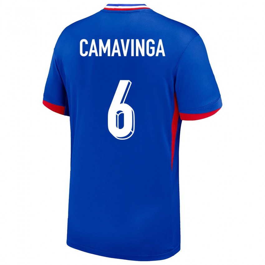 Hombre Camiseta Francia Eduardo Camavinga #6 Azul 1ª Equipación 24-26 La Camisa Chile