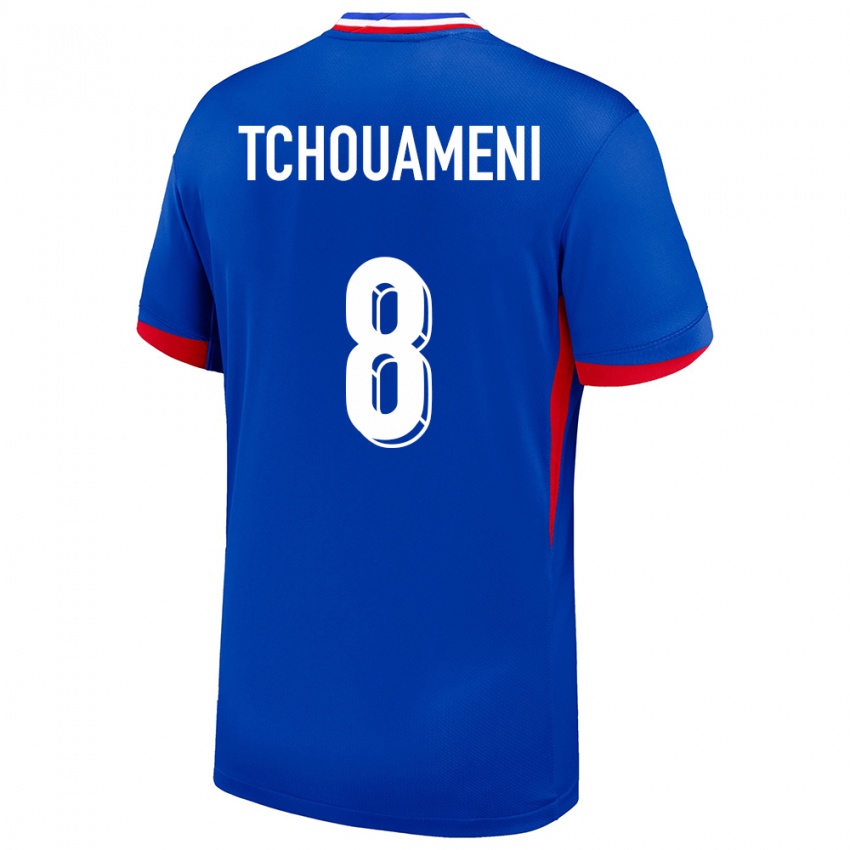 Hombre Camiseta Francia Aurelien Tchouameni #8 Azul 1ª Equipación 24-26 La Camisa Chile