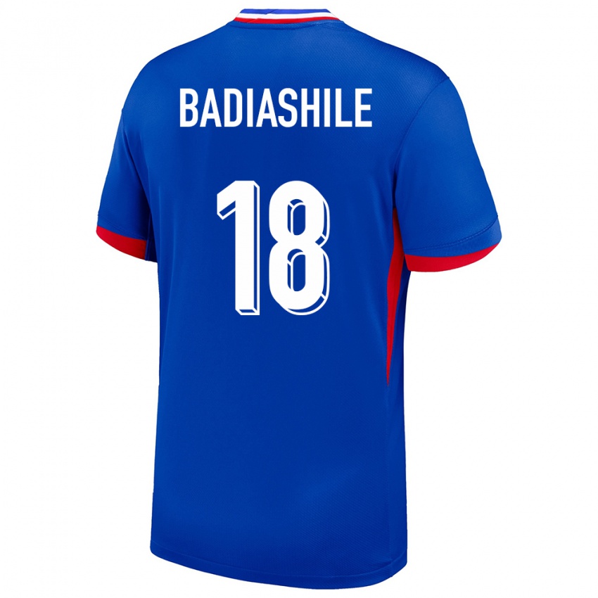 Hombre Camiseta Francia Benoit Badiashile #18 Azul 1ª Equipación 24-26 La Camisa Chile