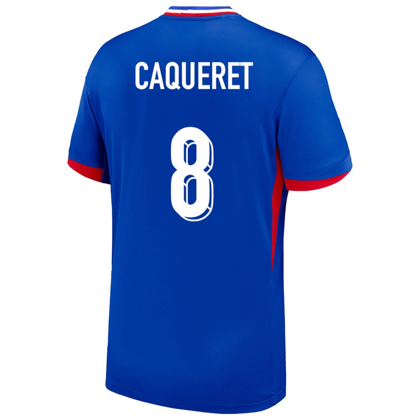 Hombre Camiseta Francia Maxence Caqueret #8 Azul 1ª Equipación 24-26 La Camisa Chile