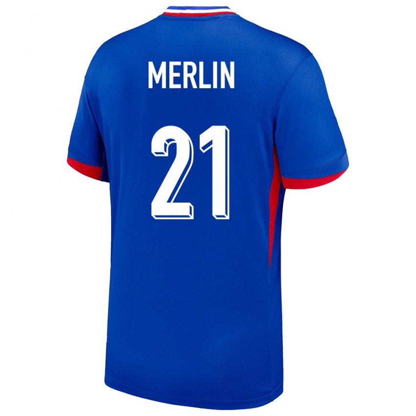 Hombre Camiseta Francia Quentin Merlin #21 Azul 1ª Equipación 24-26 La Camisa Chile