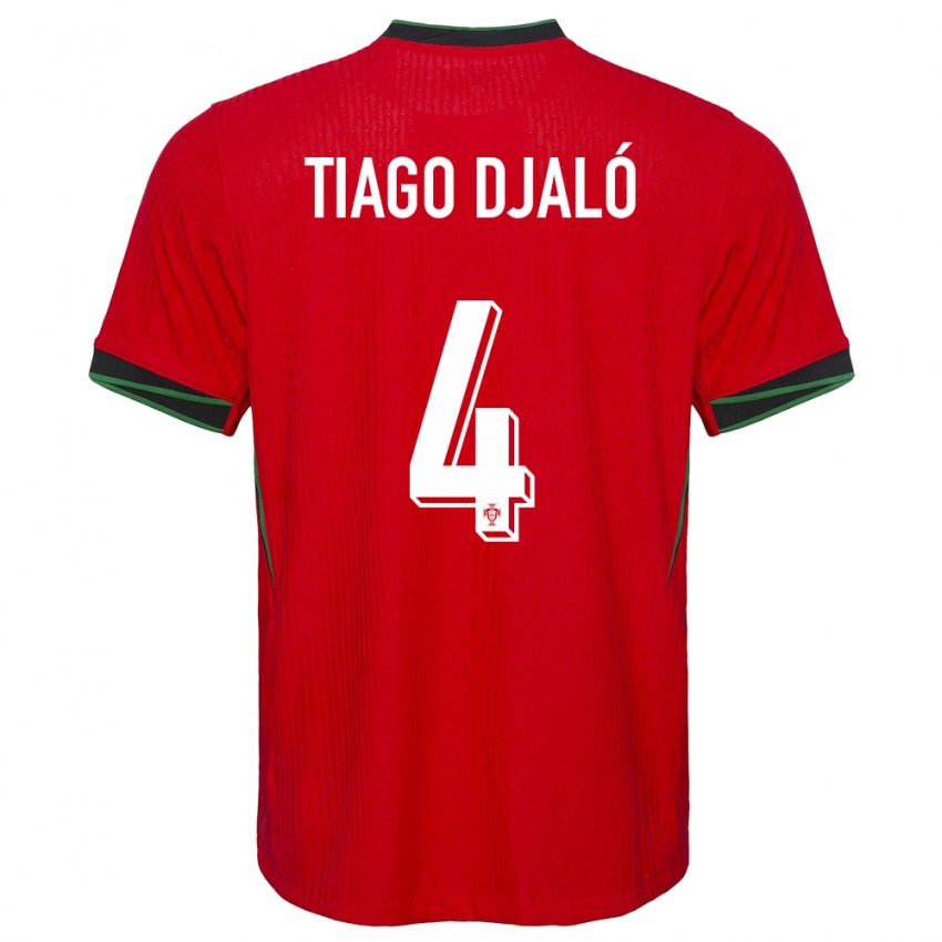 Hombre Camiseta Portugal Tiago Djalo #4 Rojo 1ª Equipación 24-26 La Camisa Chile