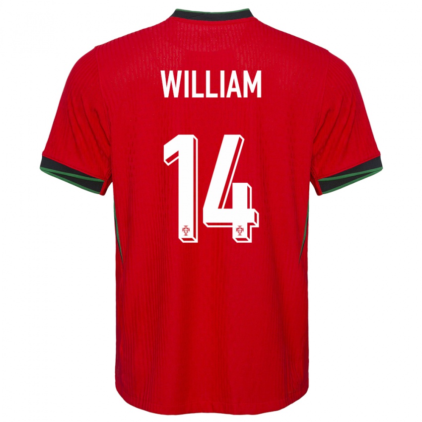 Hombre Camiseta Portugal William Carvalho #14 Rojo 1ª Equipación 24-26 La Camisa Chile