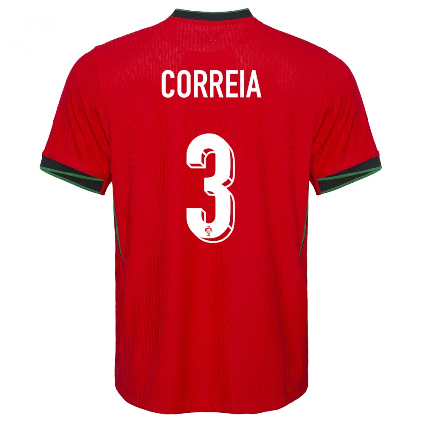 Hombre Camiseta Portugal Alicia Correia #3 Rojo 1ª Equipación 24-26 La Camisa Chile