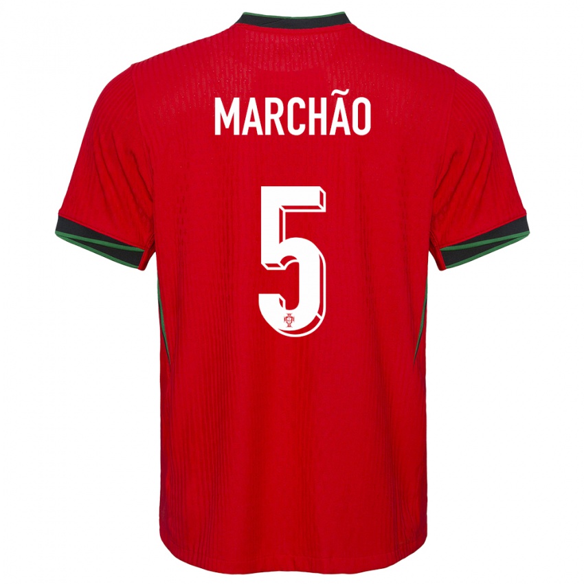 Hombre Camiseta Portugal Joana Marchao #5 Rojo 1ª Equipación 24-26 La Camisa Chile