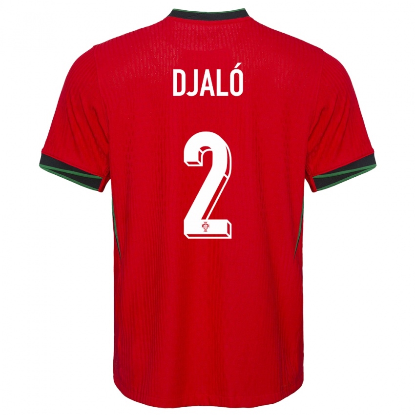 Hombre Camiseta Portugal Tiago Djalo #2 Rojo 1ª Equipación 24-26 La Camisa Chile