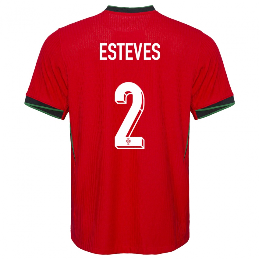 Hombre Camiseta Portugal Goncalo Esteves #2 Rojo 1ª Equipación 24-26 La Camisa Chile