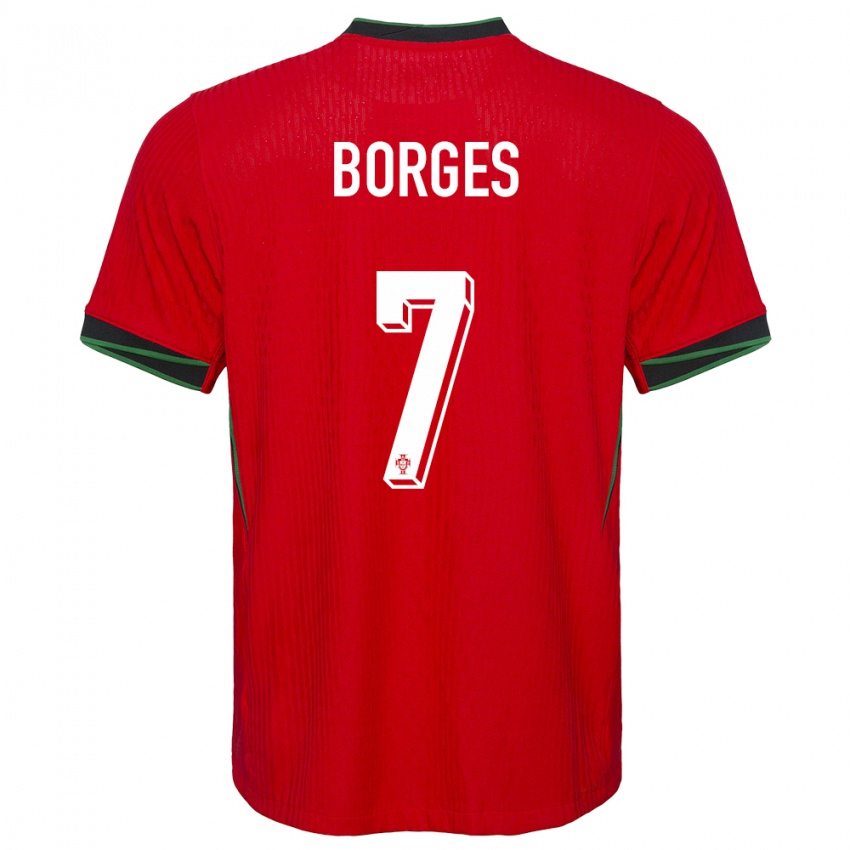 Hombre Camiseta Portugal Carlos Borges #7 Rojo 1ª Equipación 24-26 La Camisa Chile