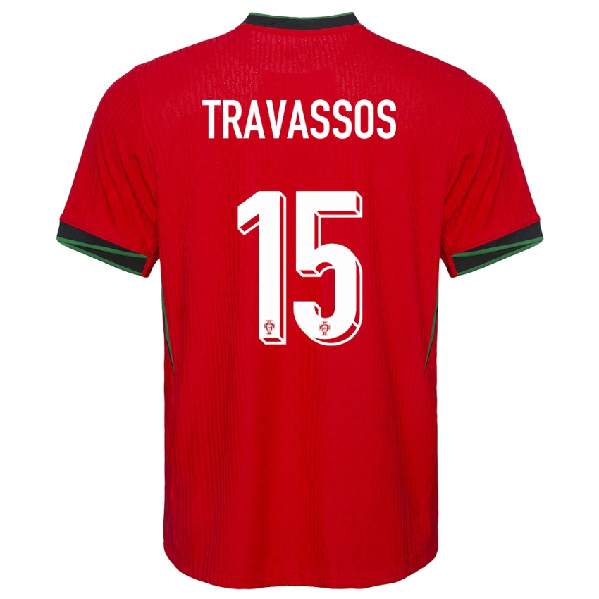 Hombre Camiseta Portugal Diogo Travassos #15 Rojo 1ª Equipación 24-26 La Camisa Chile