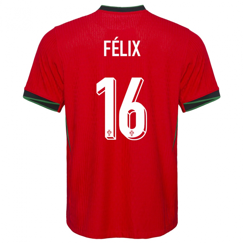 Hombre Camiseta Portugal Hugo Felix #16 Rojo 1ª Equipación 24-26 La Camisa Chile