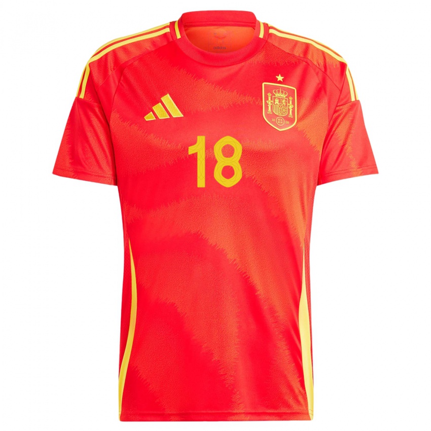 Hombre Camiseta España Aitana Bonmati #18 Rojo 1ª Equipación 24-26 La Camisa Chile