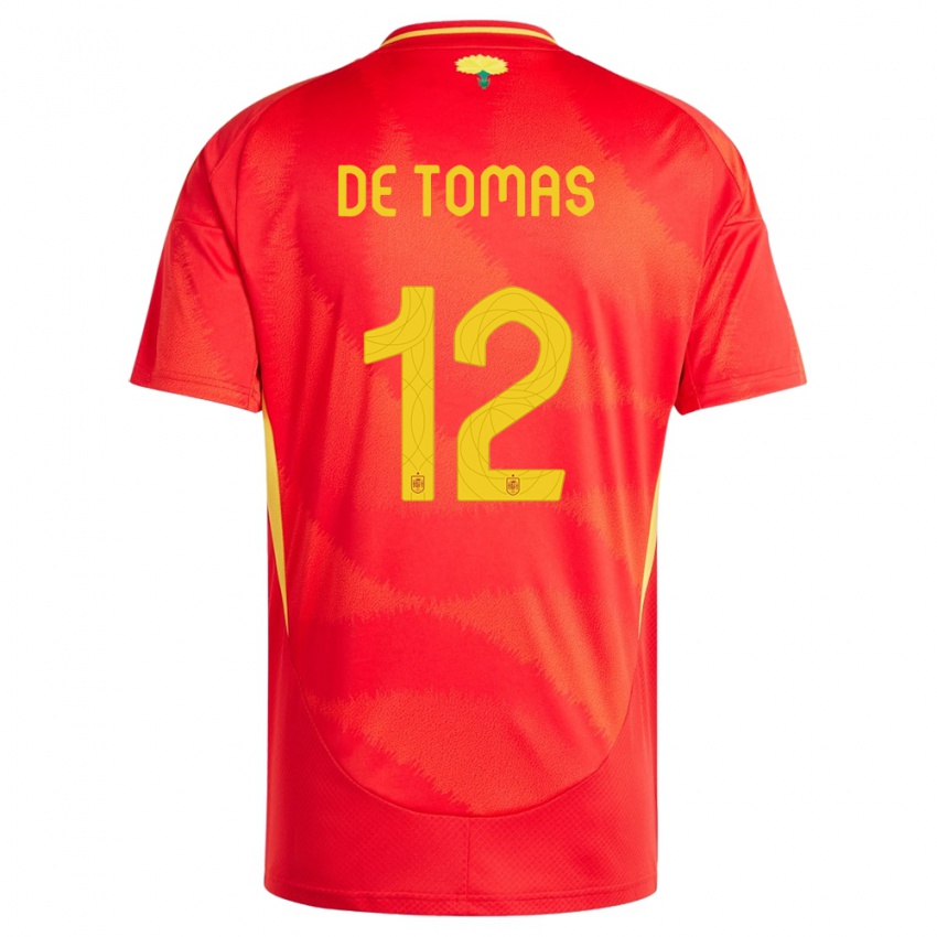 Hombre Camiseta España Raul De Tomas #12 Rojo 1ª Equipación 24-26 La Camisa Chile