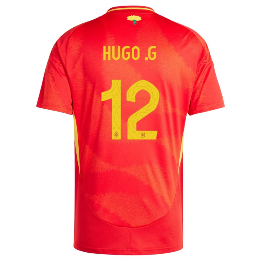 Hombre Camiseta España Hugo Guillamon #12 Rojo 1ª Equipación 24-26 La Camisa Chile