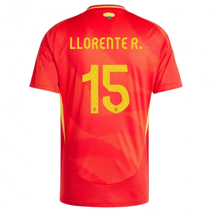 Hombre Camiseta España Diego Llorente #15 Rojo 1ª Equipación 24-26 La Camisa Chile