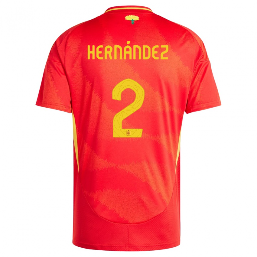 Hombre Camiseta España Oihane Hernandez #2 Rojo 1ª Equipación 24-26 La Camisa Chile