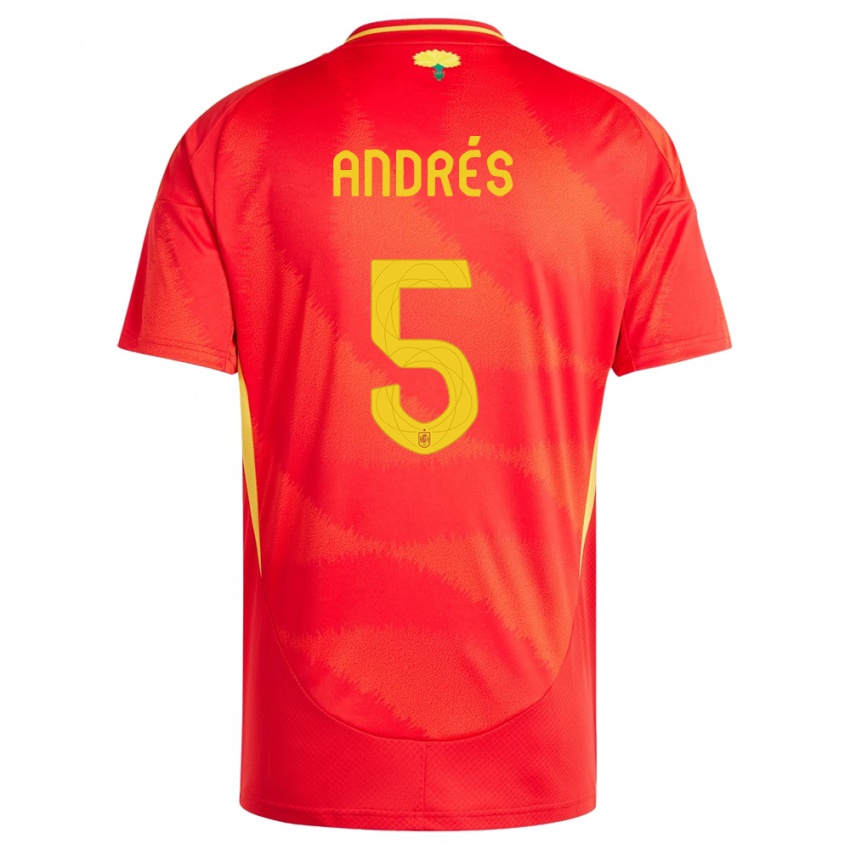 Hombre Camiseta España Ivana Andres #5 Rojo 1ª Equipación 24-26 La Camisa Chile