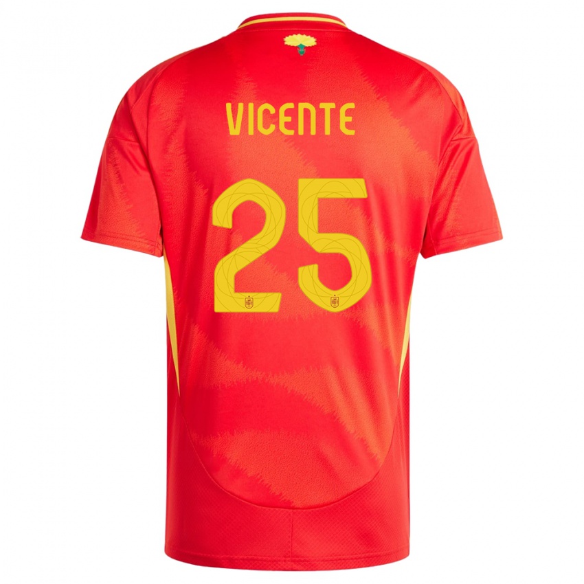 Hombre Camiseta España Ainhoa Vicente #25 Rojo 1ª Equipación 24-26 La Camisa Chile