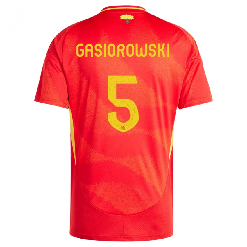 Hombre Camiseta España Yarek Gasiorowski #5 Rojo 1ª Equipación 24-26 La Camisa Chile